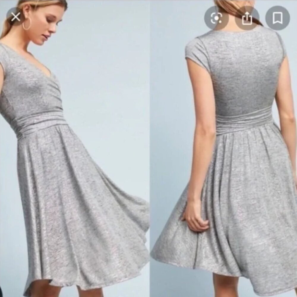Anthropologie Maeve Tamara Silver Wrap Dress Large